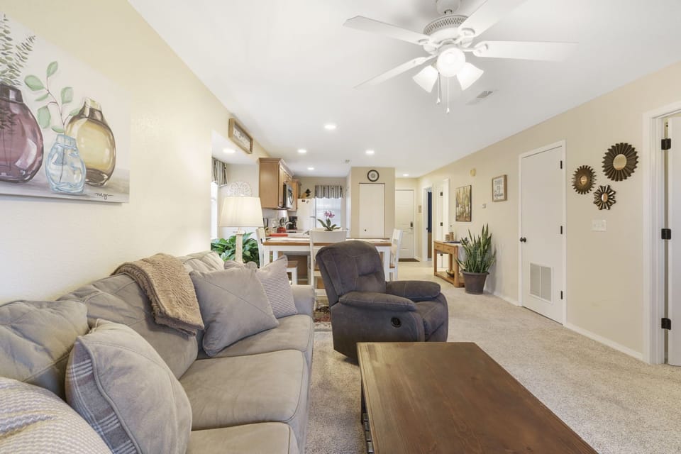 Livingroom with comfy sleeper sofa. 