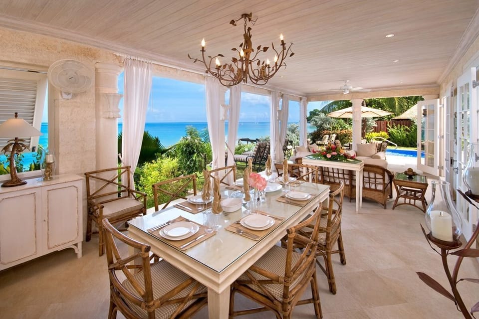 Westhaven - Outdoor dinning framed by the Caribbean Sea