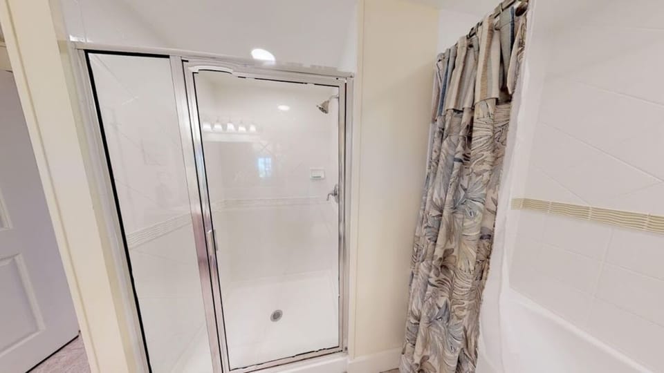 Separate shower, this unit has two complete showers for getting ready.