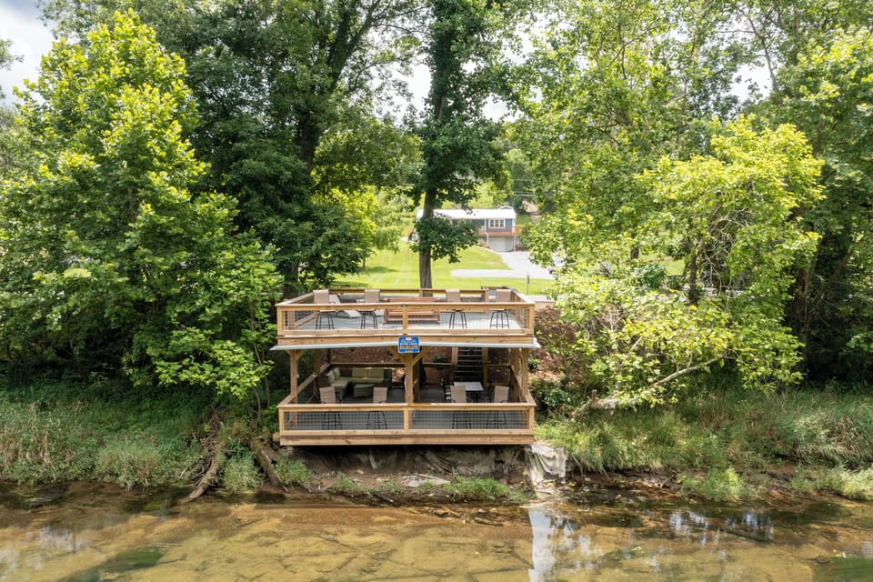 Iconic two-story dock on the Holston River, the heart of the stay and guest fav