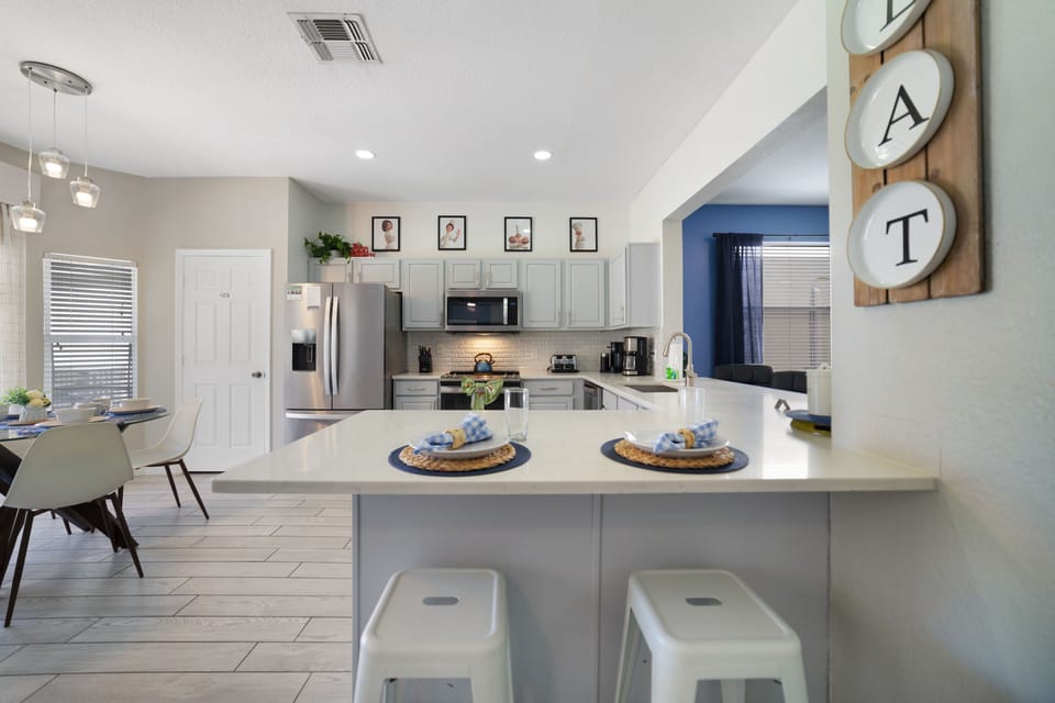 Enjoy cooking your meals in our fully-stocked farmhouse style kitchen.