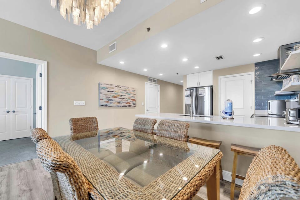 Dining table seats six