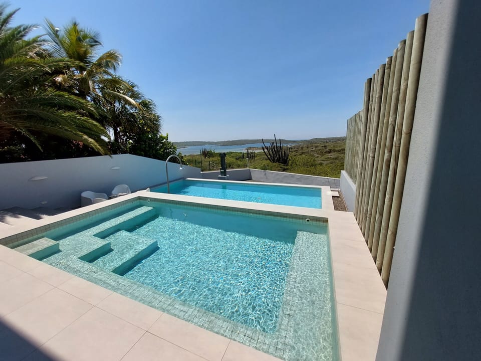 Relax at the pool with a couch