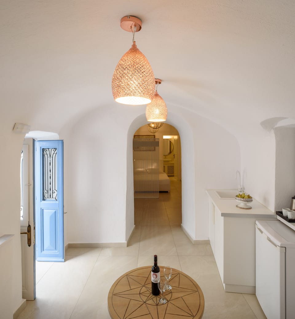Apartment, 1 Bedroom (Cave, Outdoor Hot Tub) | Private kitchen | Fridge, electric kettle