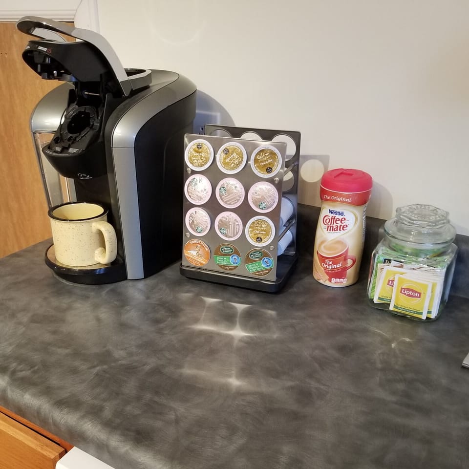 Keurig with K-cups waiting for you! 
