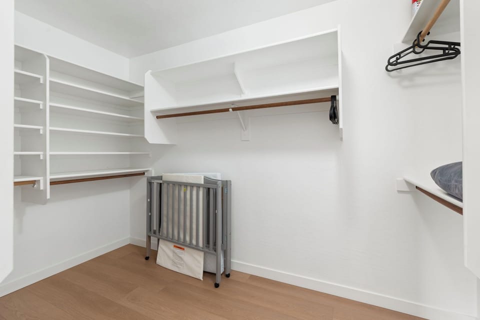 Walk-in closet. Travel crib (available)