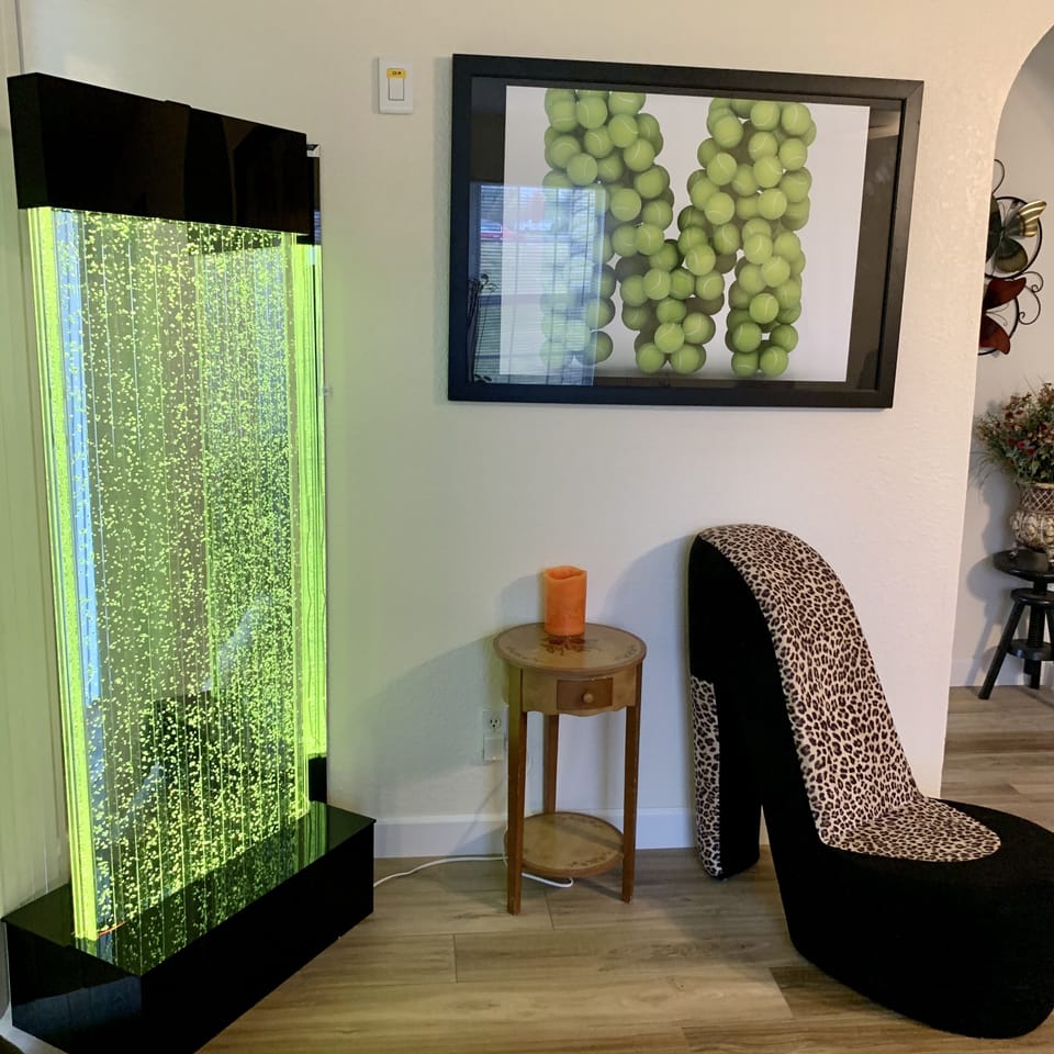Water Bubble Cascade and Shoe Chair