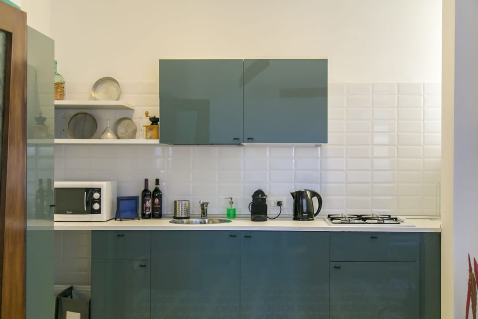 Full-size fridge, microwave, stovetop, espresso maker