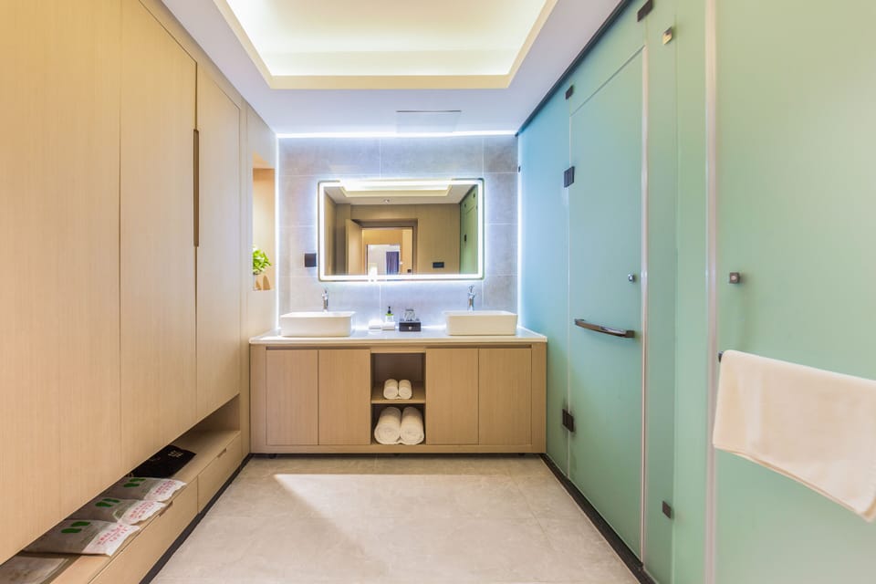 Business Suite | Bathroom | Free toiletries, hair dryer, slippers, towels