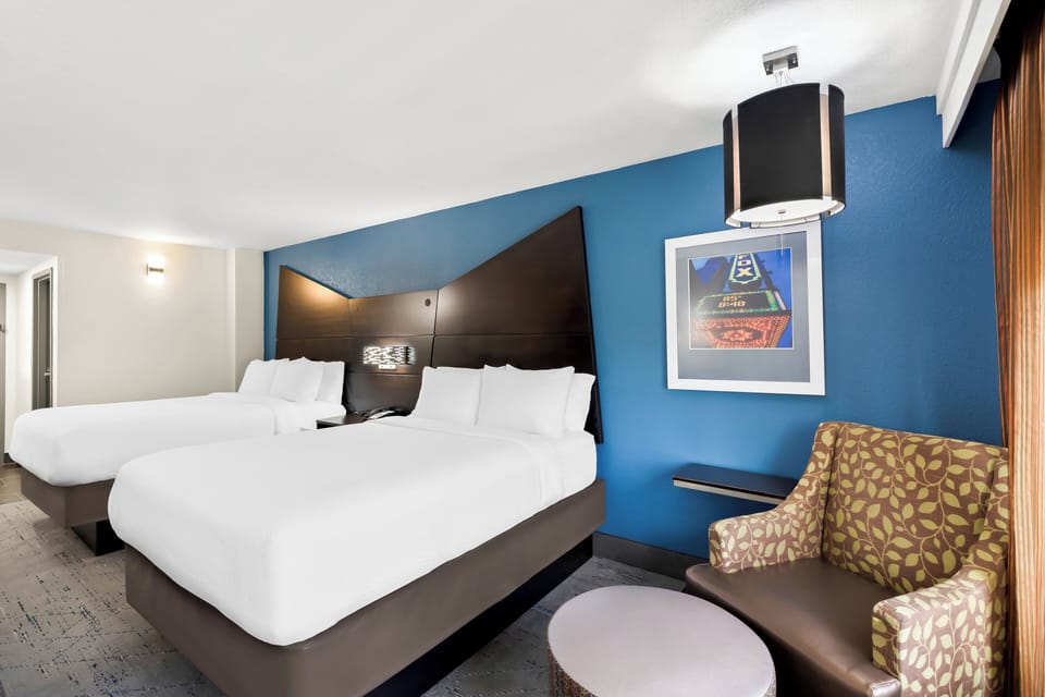 Pillowtop beds, desk, blackout drapes, soundproofing