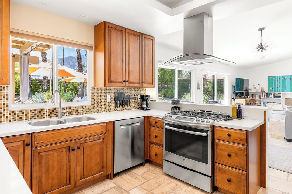 Stainless steel appliances and open floor plan