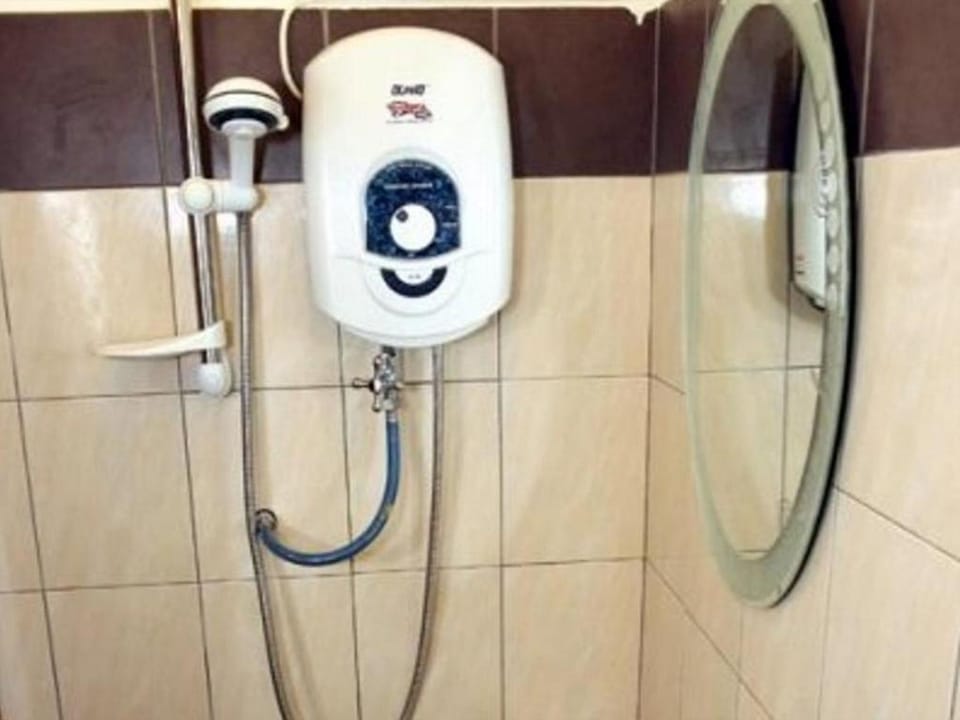 Shower, towels, toilet paper