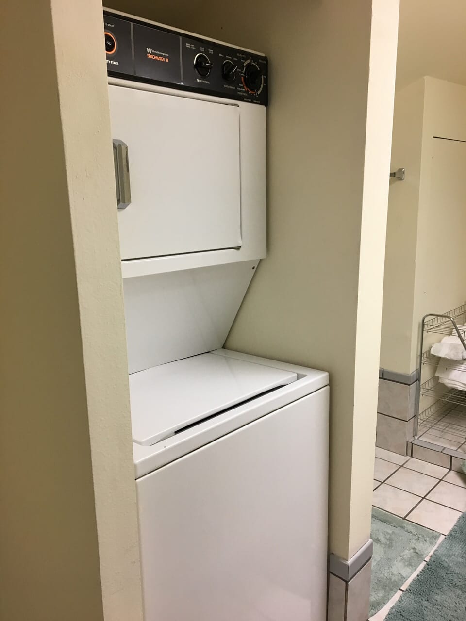 Stacking washer/ dryer in master bathroom 
