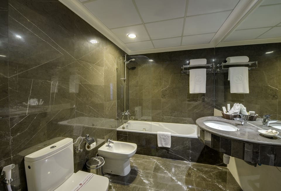 Bathtub, free toiletries, hair dryer, slippers