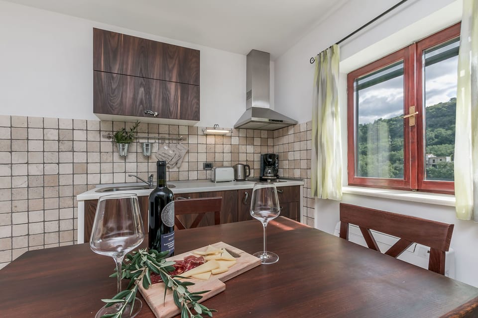 Villa | Private kitchen | Fridge, microwave, oven, stovetop