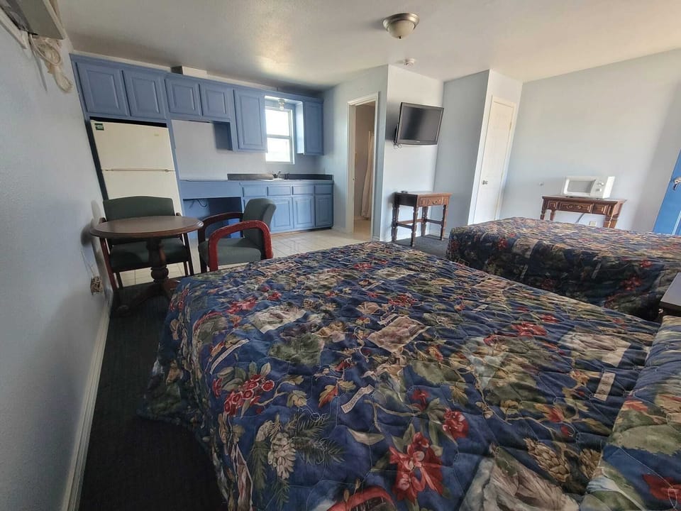 Room, 2 Double Beds, Non Smoking, Kitchenette | Desk, iron/ironing board, free WiFi, bed sheets