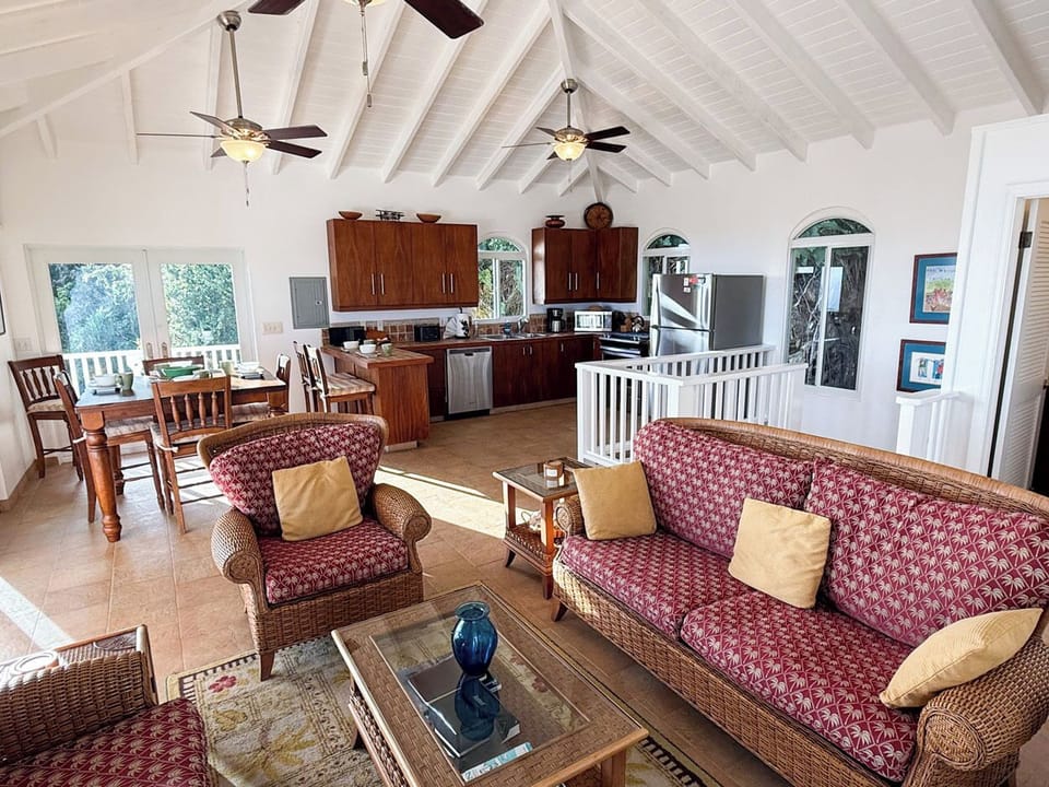 he great room, with the living, dining and kitchen areas is on the upper floor