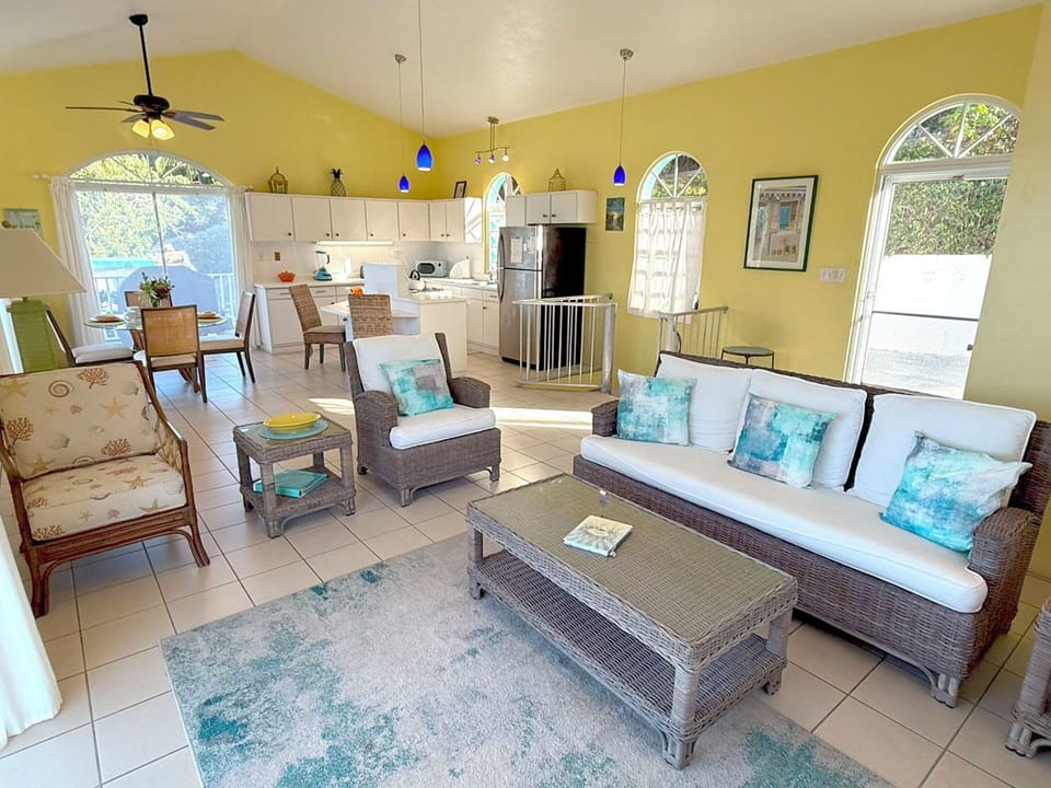 The great room has an open floor plan