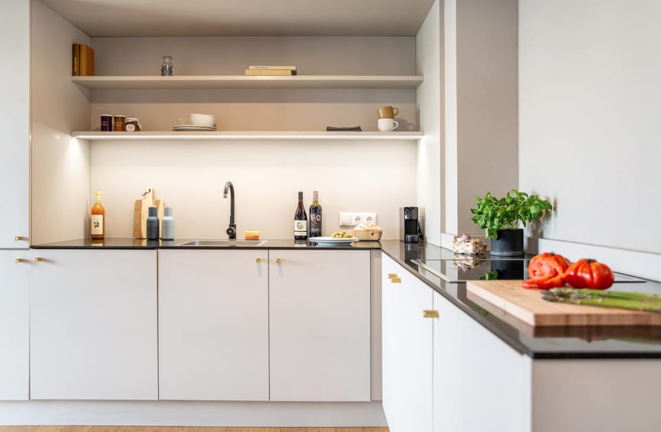 Luxury Studio, 1 Queen Bed, Balcony (Full Kitchen) | Private kitchenette | Espresso maker, coffee/tea maker, full-size fridge, microwave