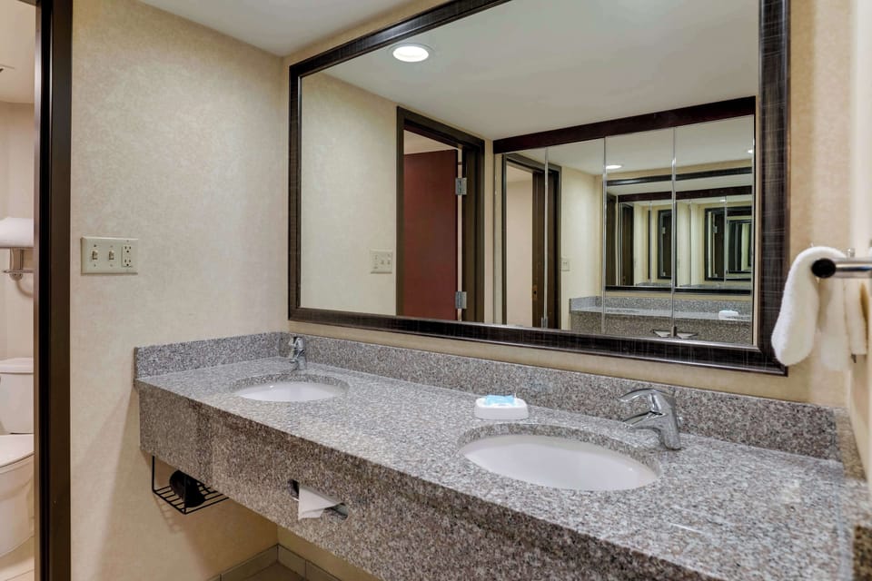 Suite, 1 King Bed (UpFloor,Oversized,Sofa Sleeper,2Rooms) | Bathroom | Combined shower/tub, free toiletries, hair dryer, towels