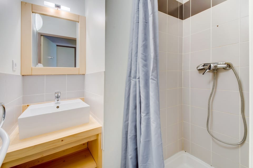 Bright bathrooms are refreshing after a day of adventure.