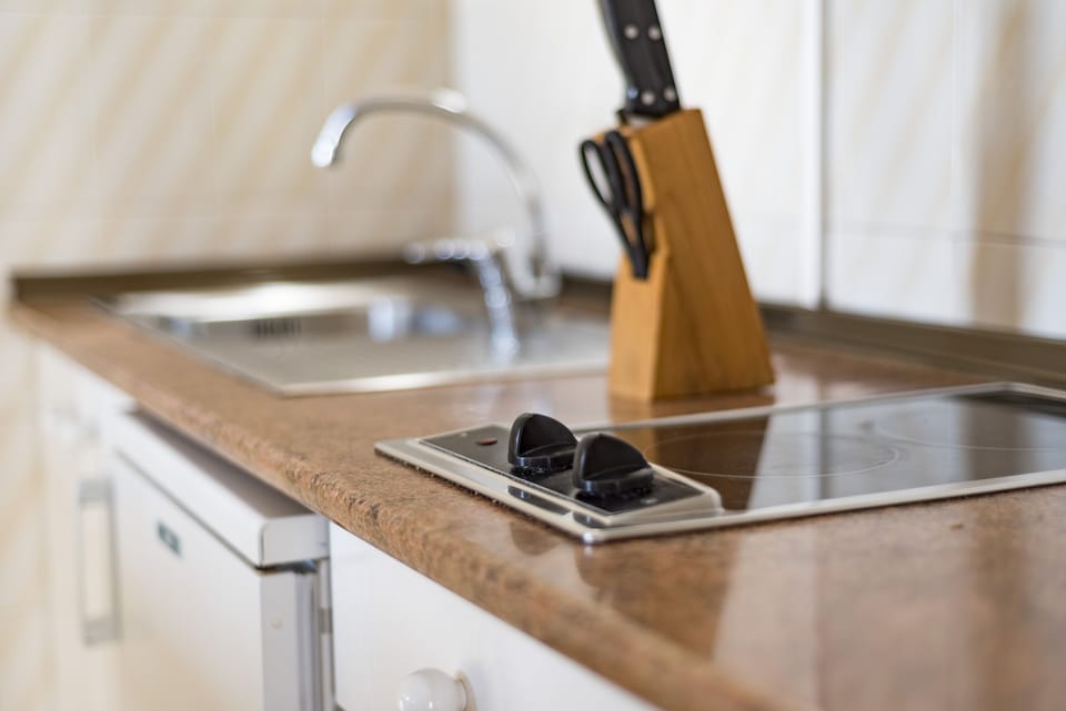 Fridge, stovetop, cookware/dishes/utensils