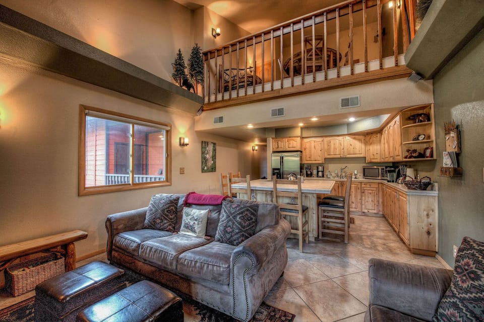 Living Room facing Kitchen & Loft
