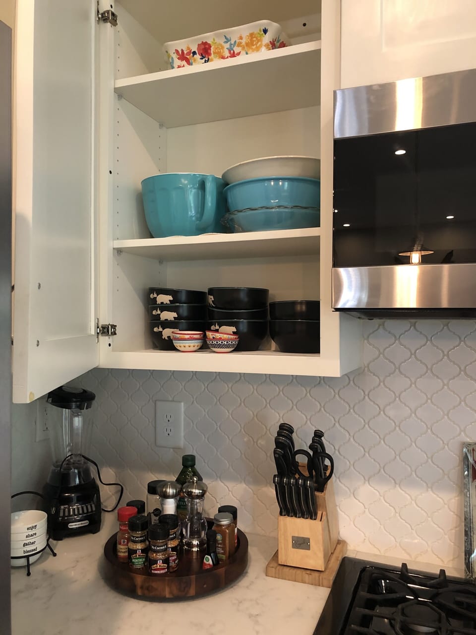 Stocked kitchen.