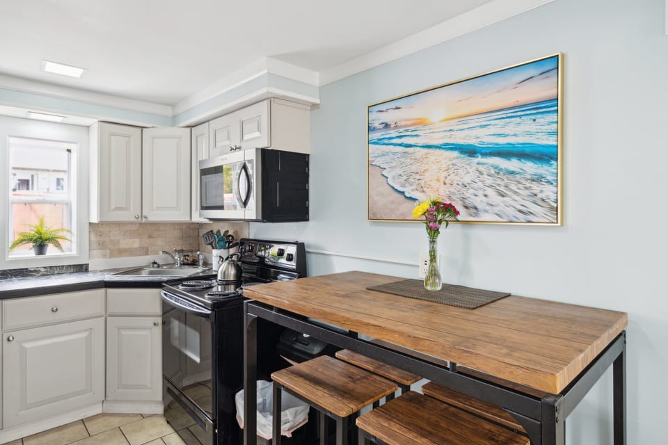 Open concept kitchen and dining space.