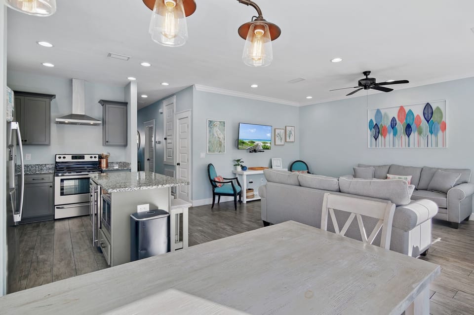 Living Area with dining and kitchen