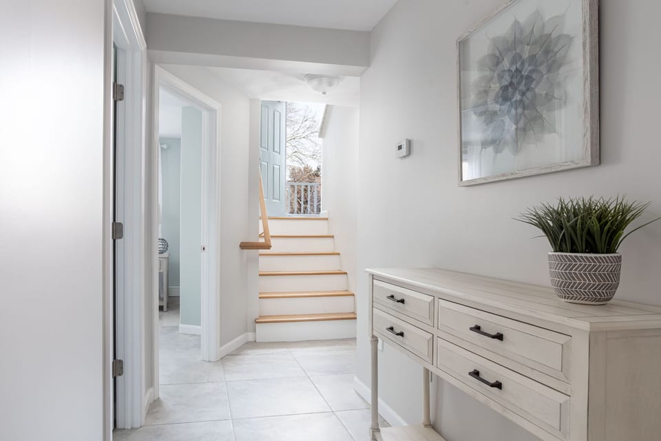 Stairway from upper level to lower level.