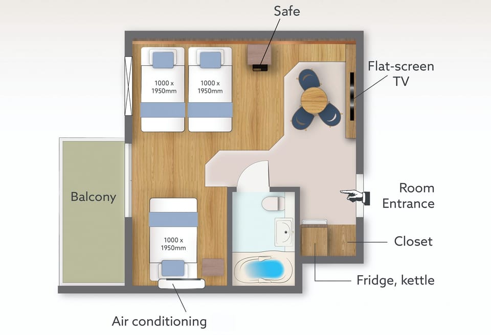 Refined Designer Twin/Triple (Non-smoking) | Floor plan