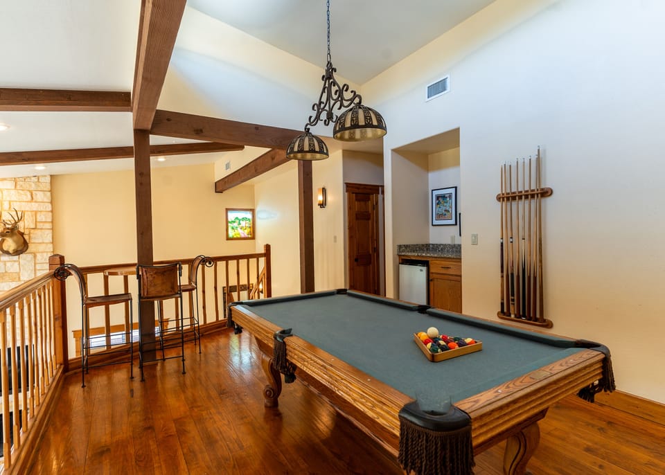 View of pool table