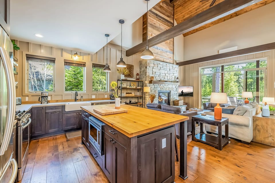Modern Kitchen with built-in microwave and storage