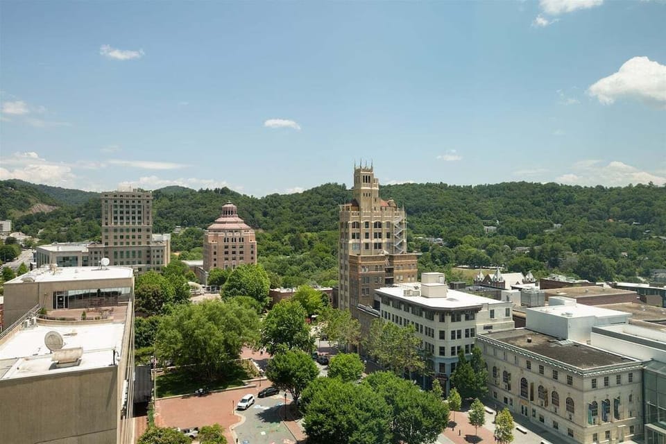 View from condo overlooking Pack Square Park