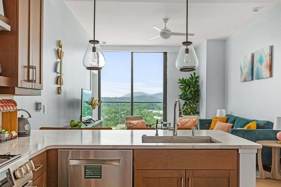 Open concept from kitchen to living room