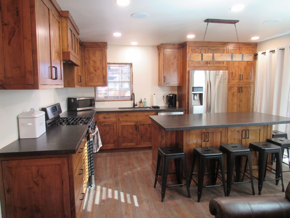 Kitchen with stainless steel appliances