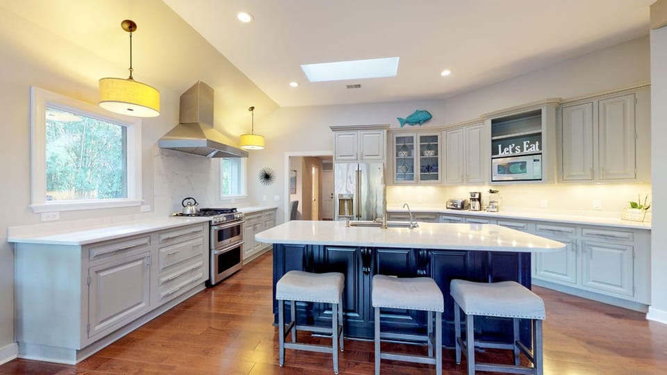 Gourmet Kitchen with Bar Stool Seating for Three