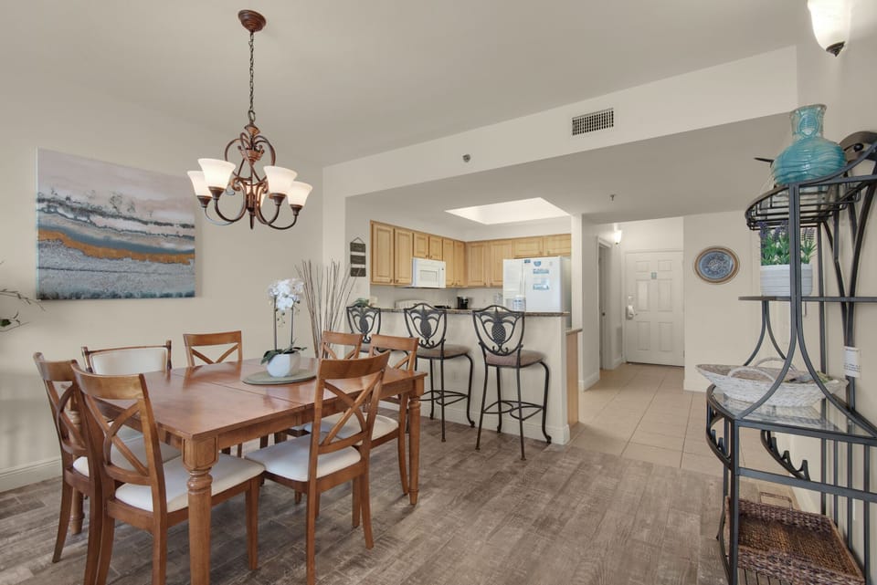 Dining table plus eat-in bar seating