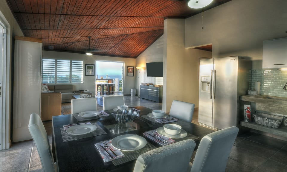 Open floor plan with ocean views