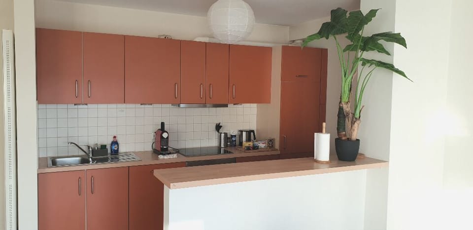 Apartment | Private kitchen | Coffee/tea maker, full-size fridge, microwave, oven