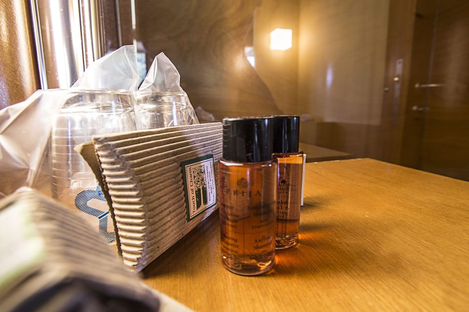 Free toiletries, hair dryer, bidet, towels