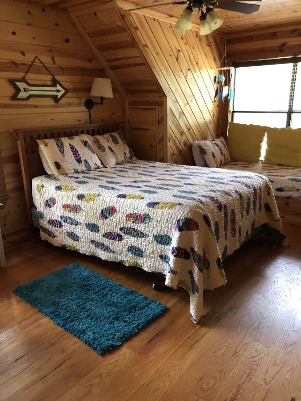 Upstairs Bedroom with Queen Bed and extra Windowsill Twin Bed
