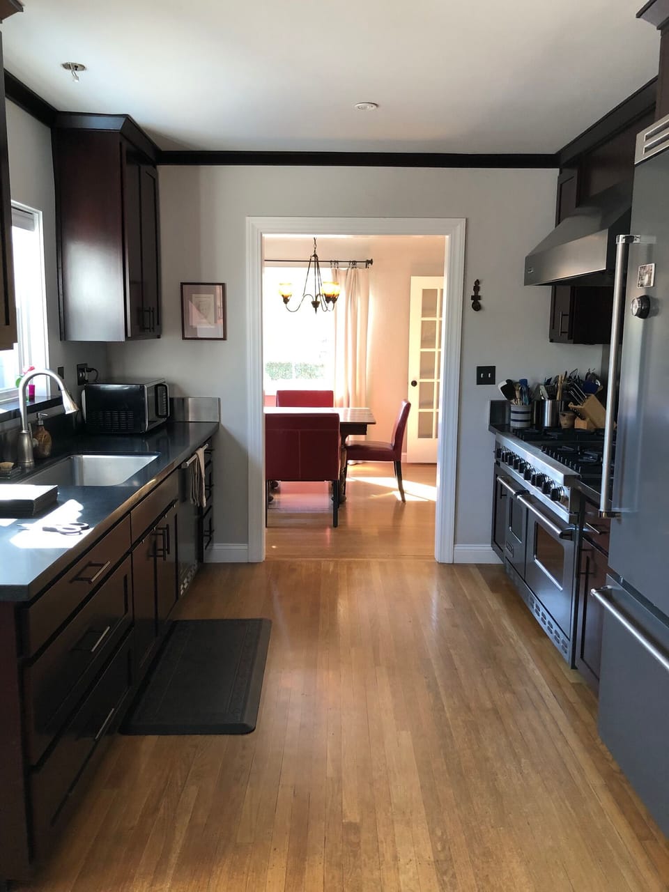 Looking toward the dining room from the chef's kitchen
