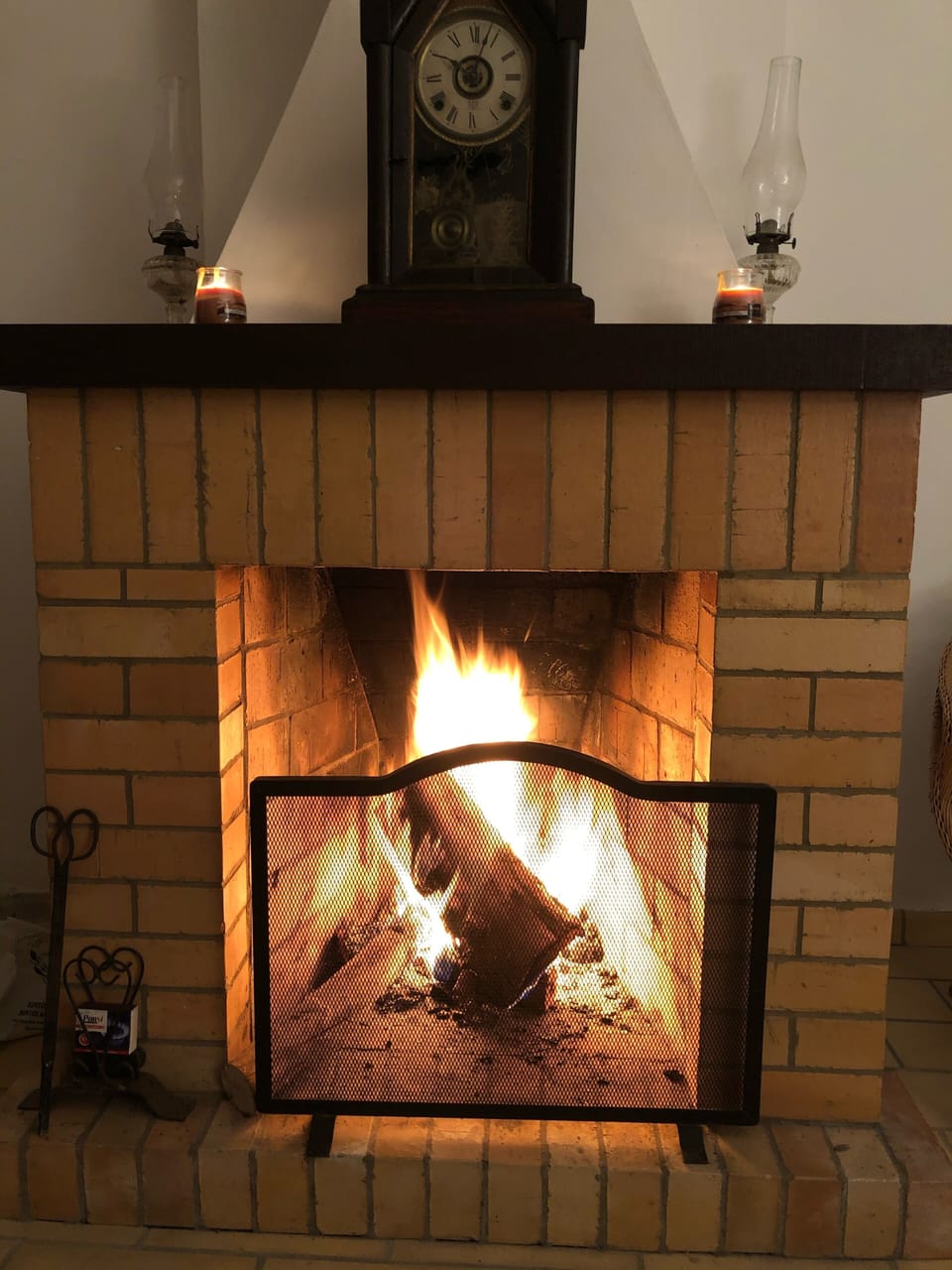 The fire place makes the house more comfortable in the winter time.