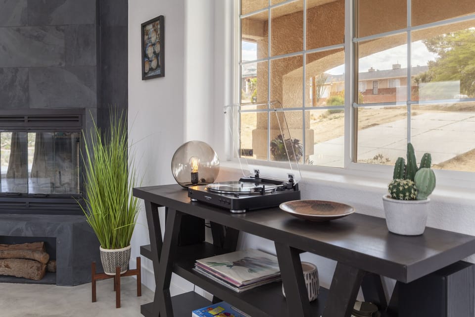 Games and a vinyl record player for your entertainment.
