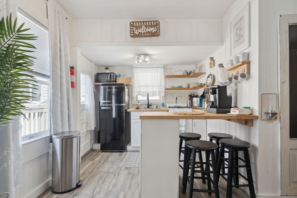 Remodeled kitchen with butcher block counters