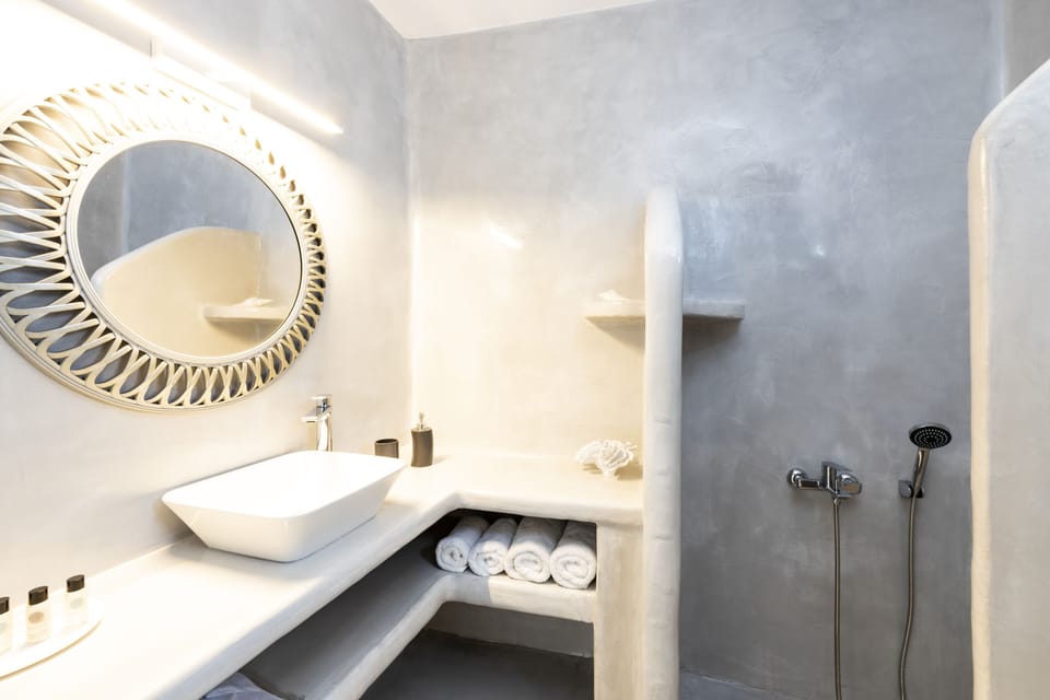 Superior Double with outdoor mini plunge pool | Bathroom | Shower, hair dryer, towels
