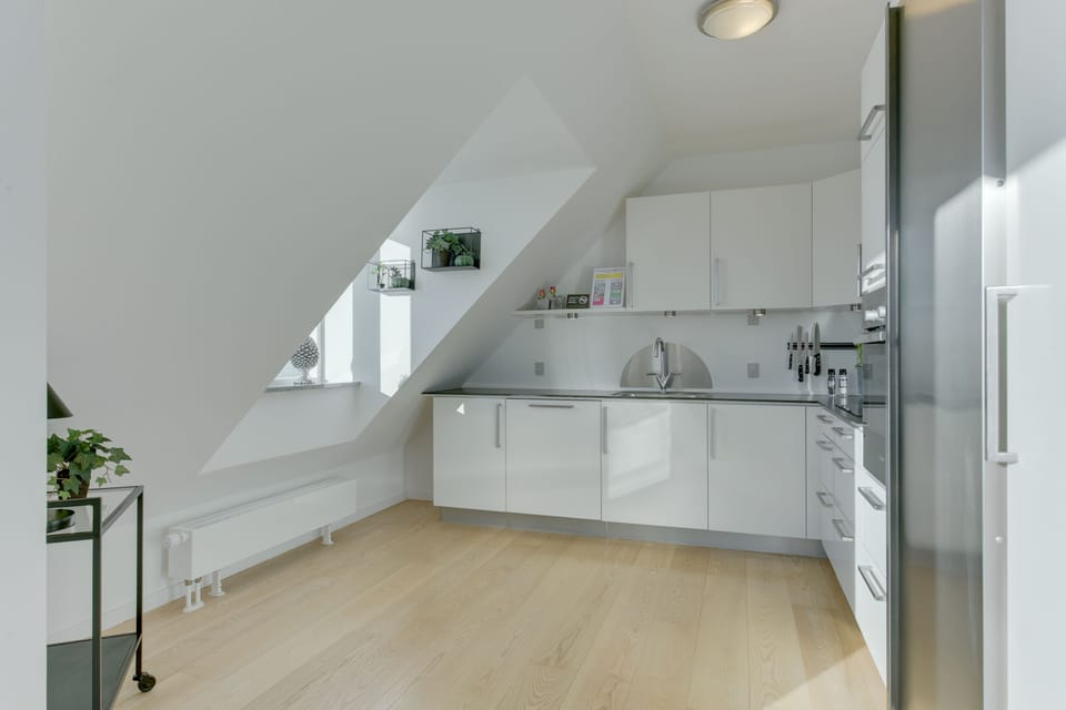 Exclusive Apartment | Private kitchen | Fridge, microwave, oven, stovetop