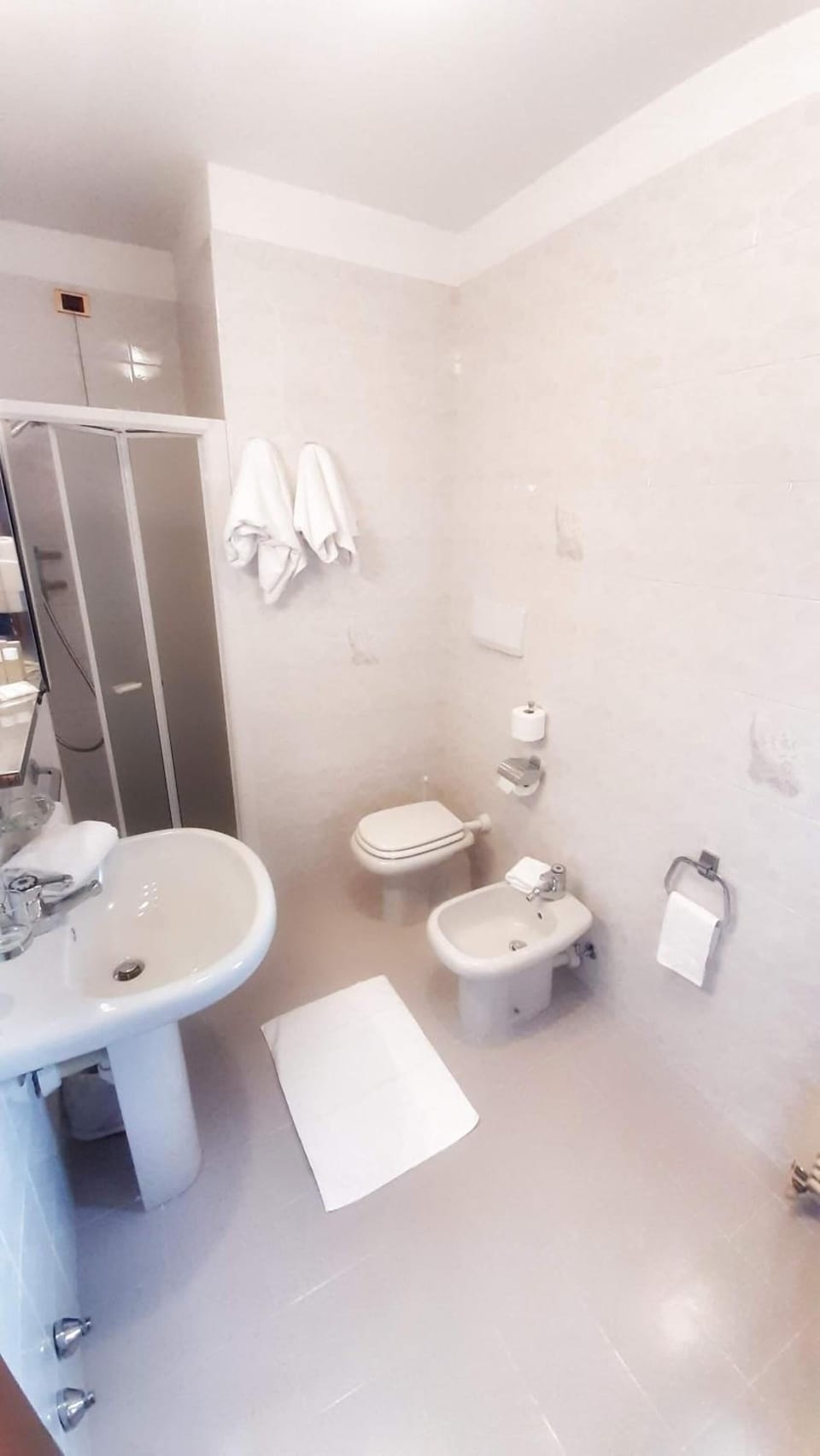 Shower, free toiletries, hair dryer, bidet